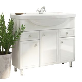 Comforty Тумба-умывальник "Сочи-100" белый глянец с раковиной Эльбрус-100